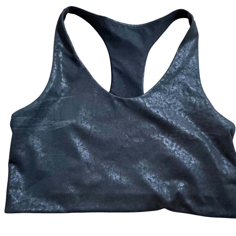 Zella Studio Lite Sports Bra in Black Metallic Galaxy/ Foil print sz M activewr
